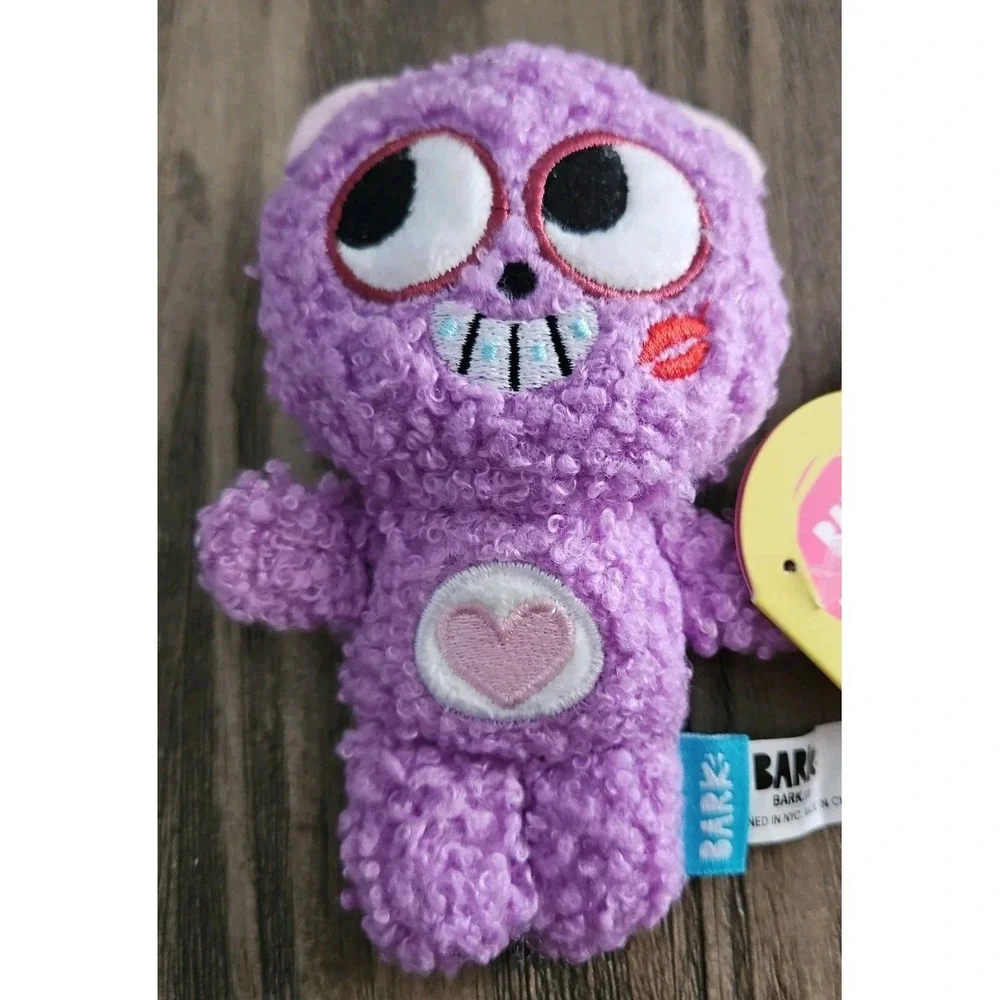Bark Box Dog Toy Valentine Square Bear Purple Squeak Small